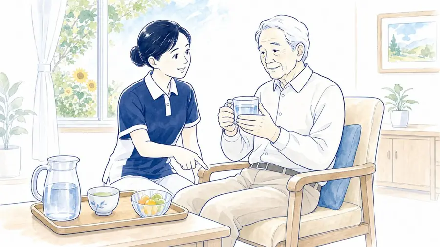 Hydration support illustration from KaigoReady
