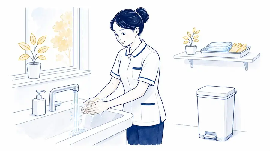Infection prevention illustration from KaigoReady